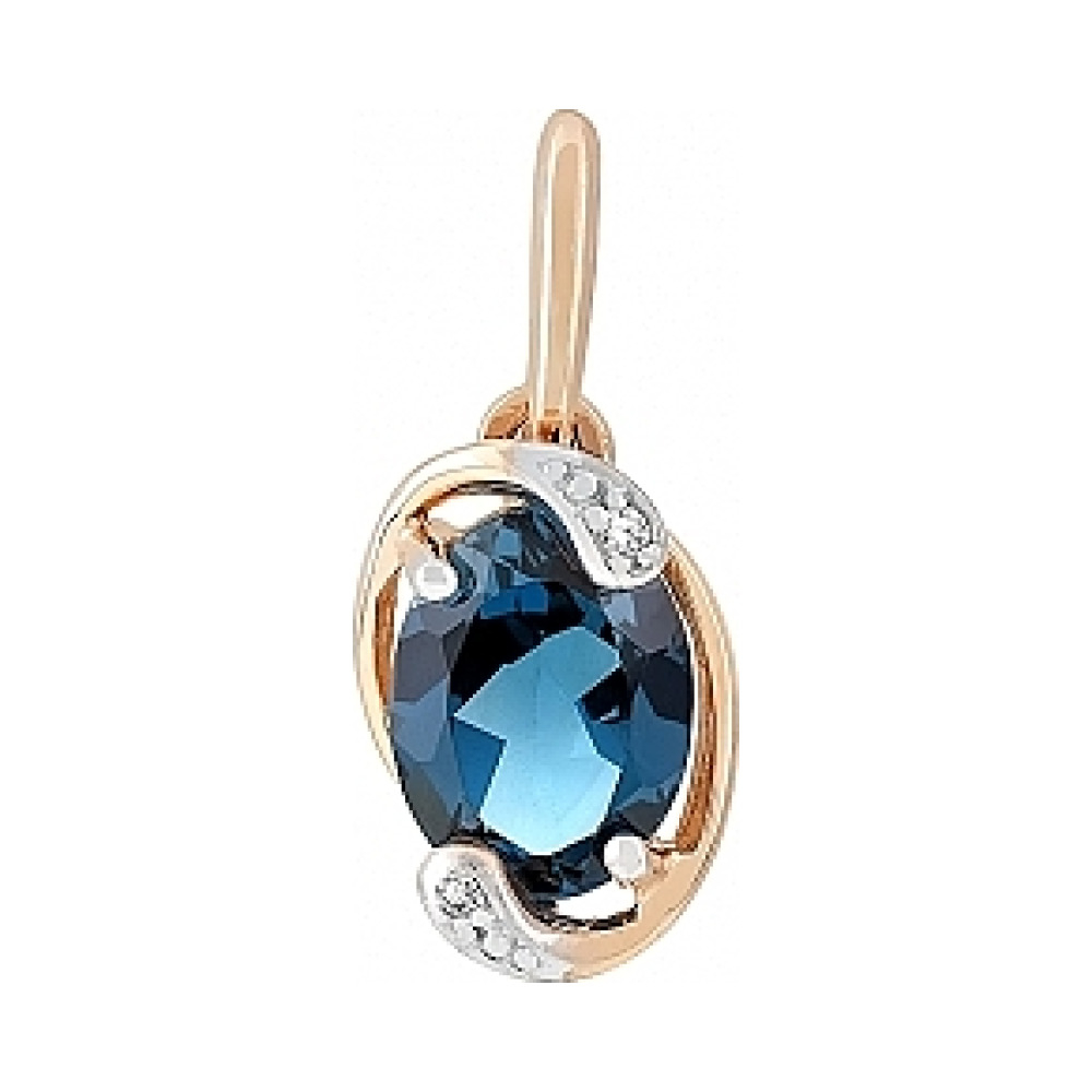 Золотая подвеска с топазом и фианитом № 113931
