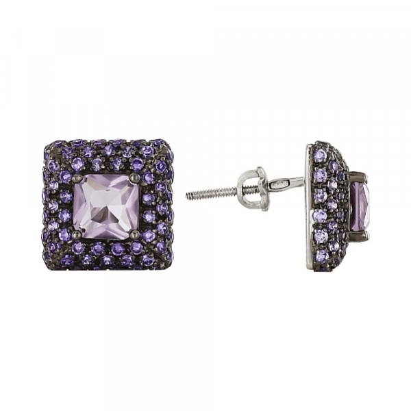 Серебряные серьги с фианитом № 75749