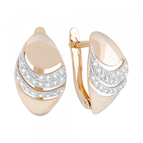 Золотые серьги с фианитами № 127452