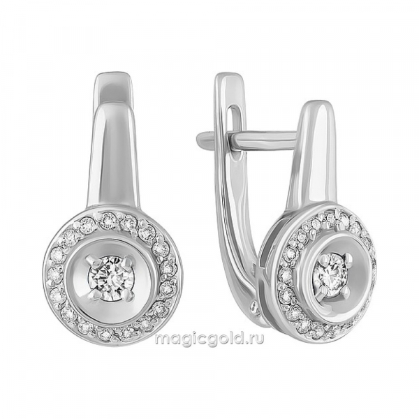 Золотые серьги с бриллиантом № 162509