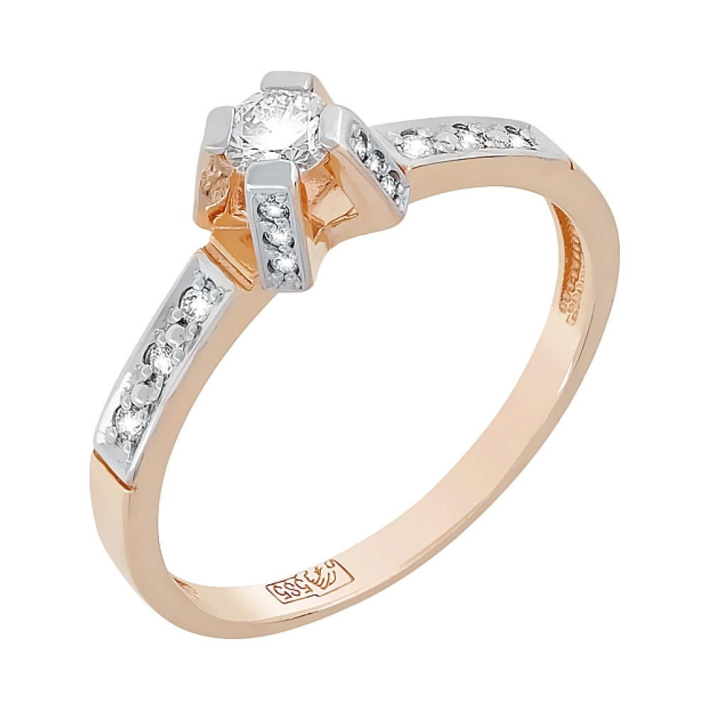 Золотое кольцо с бриллиантом № 109056