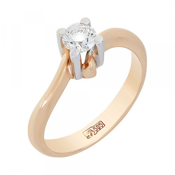 Золотое кольцо с бриллиантом № 118113