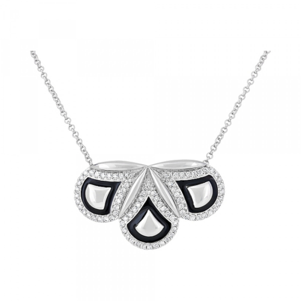 Серебряное колье с фианитом и эмалью № 115292