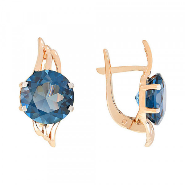 Золотые серьги с топазом № 112903