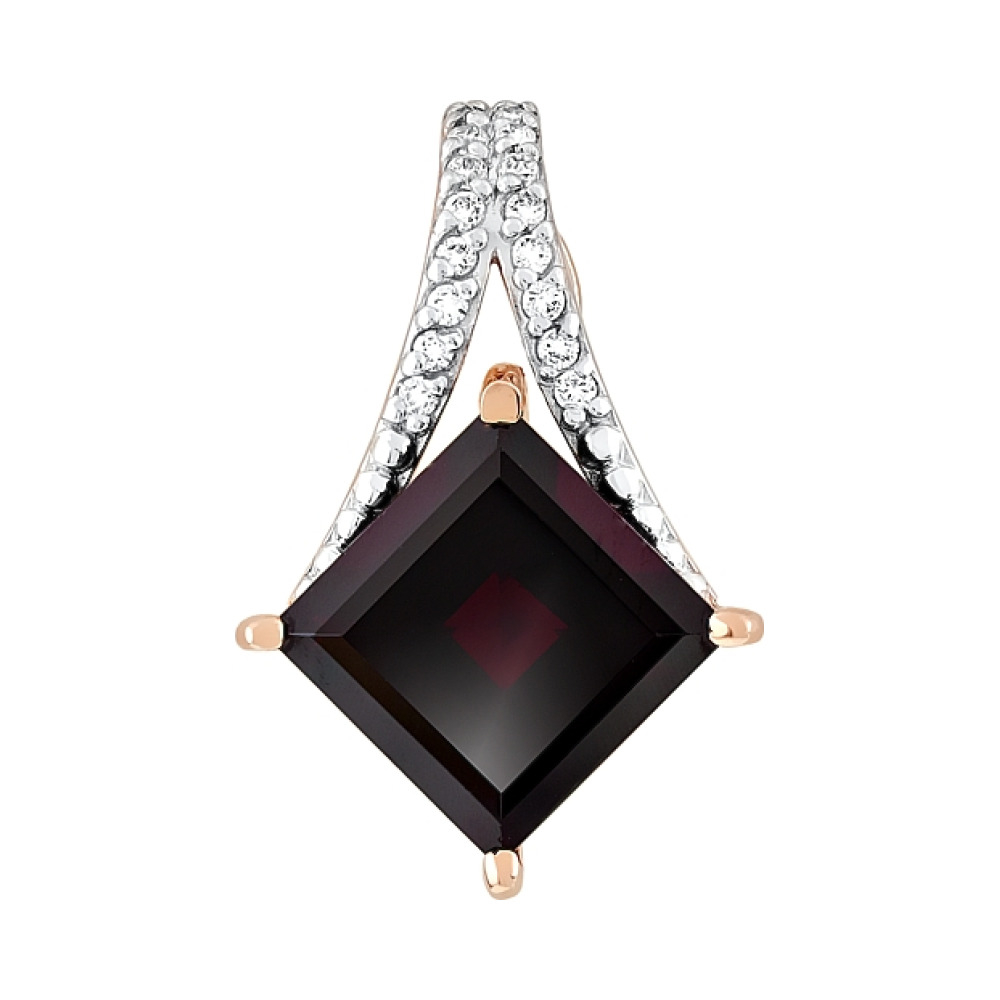 Золотая подвеска с гранатом и фианитом № 118241