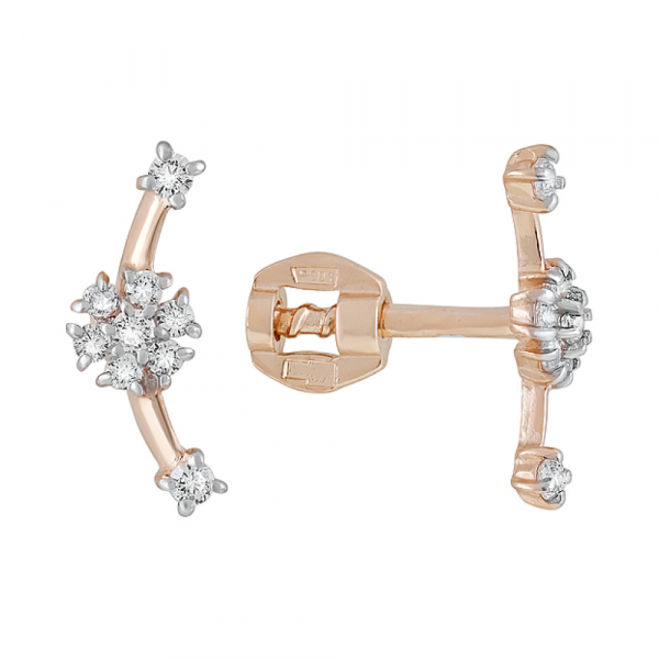 Золотые серьги с фианитами № 107395