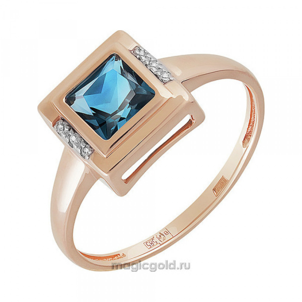 Золотое кольцо с топазом и фианитом № 160517