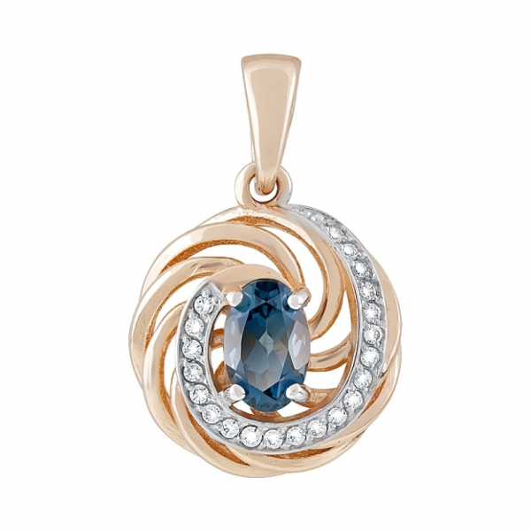 Золотая подвеска с топазом и фианитом № 118920