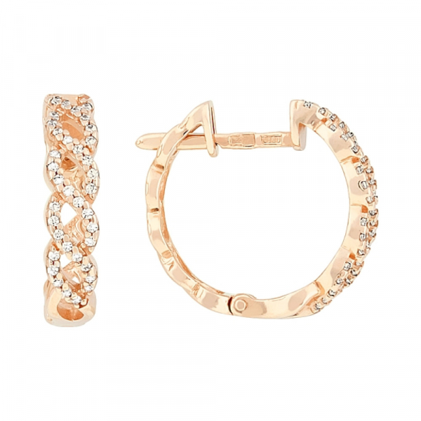 Золотые серьги с фианитами № 114127