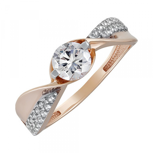 Золотое кольцо с фианитом № 134756