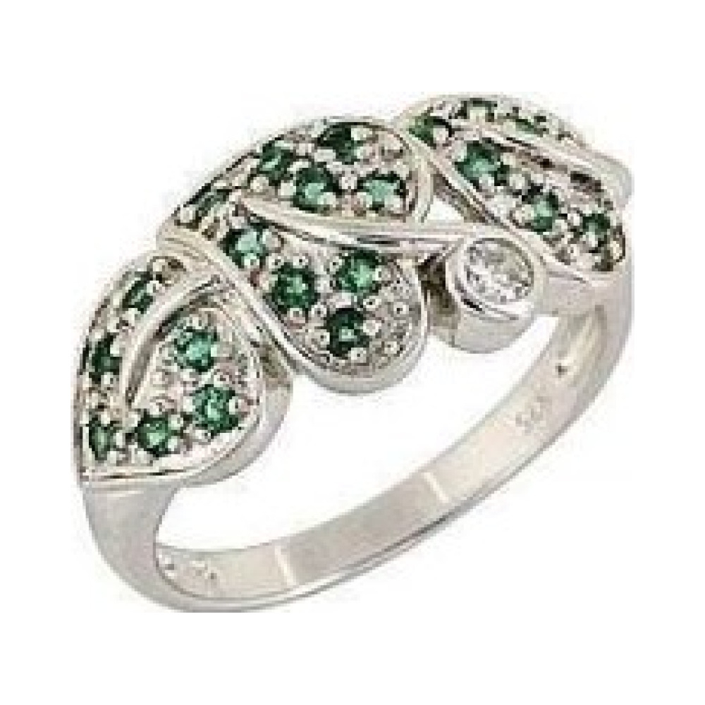 Серебряное кольцо с фианитом и кварцем № 68330