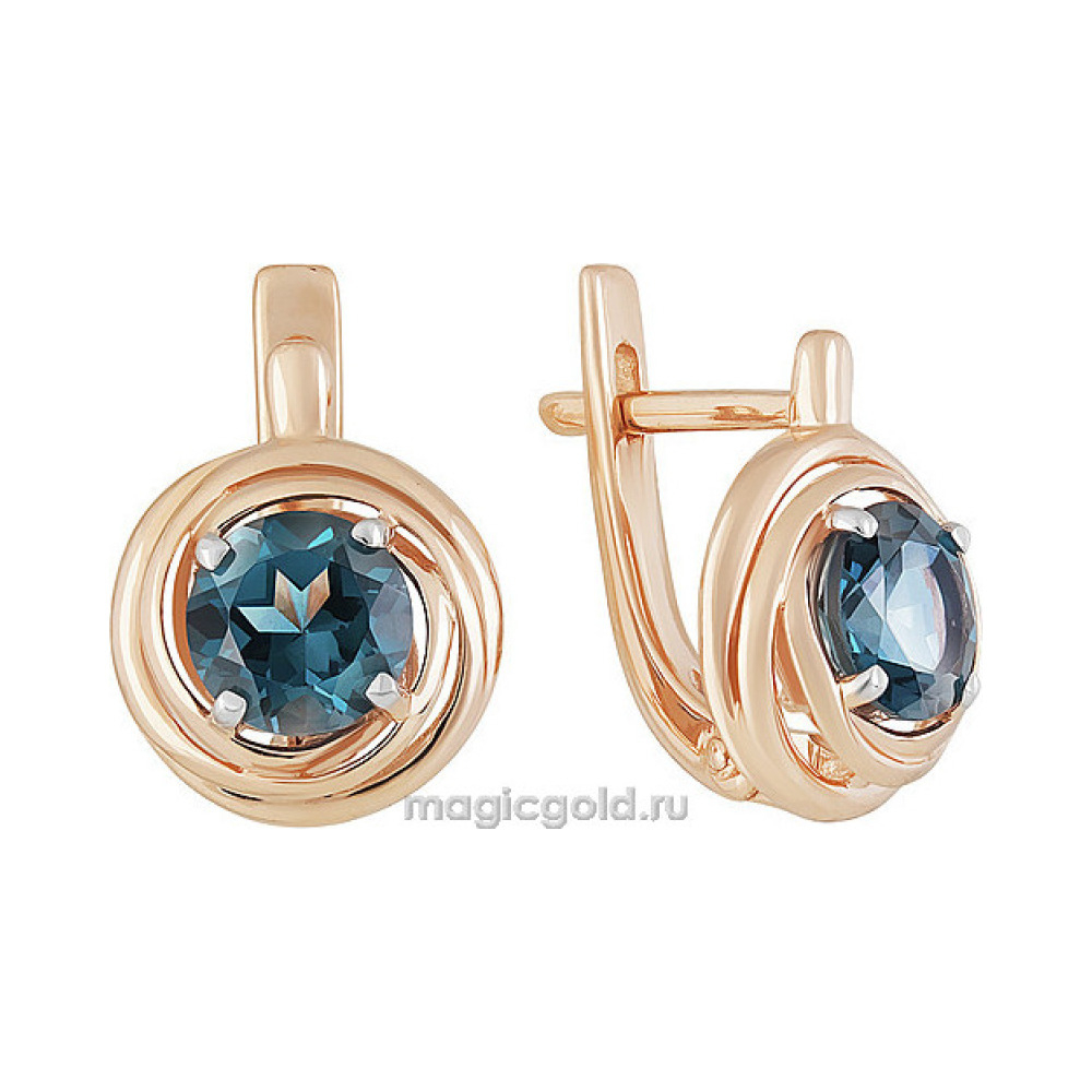 Золотые серьги с топазом № 160586