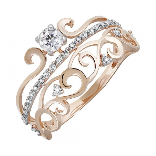 Золотое кольцо с фианитом № 133233