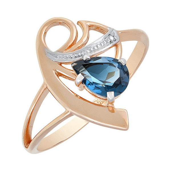 Золотое кольцо с топазом и фианитом № 115366