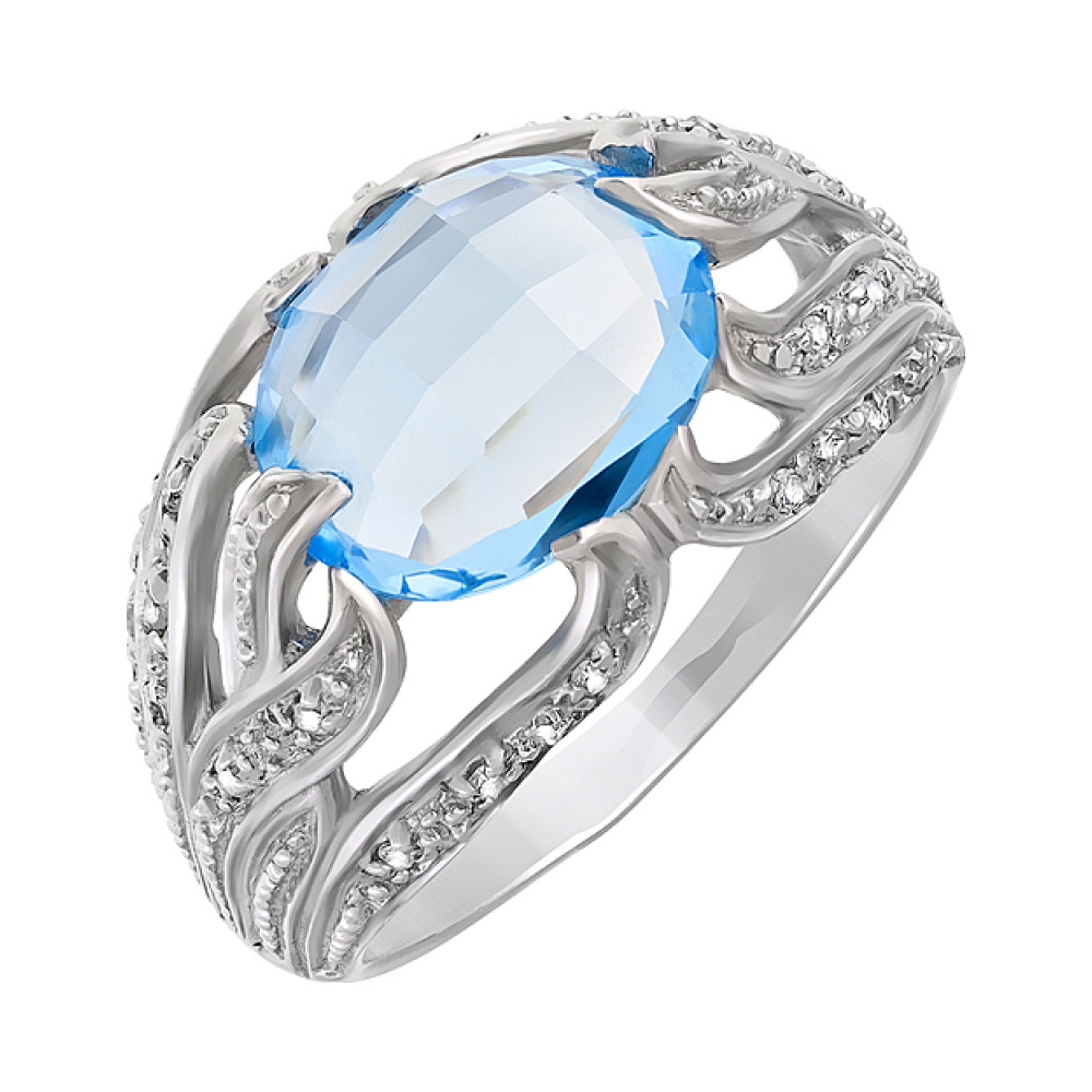 Золотое кольцо с бриллиантом и топазом № 2982