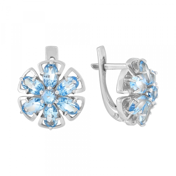 Золотые серьги с топазом и фианитом № 117960