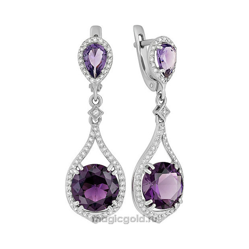 Серебряные серьги с алпанитом и фианитом № 135032