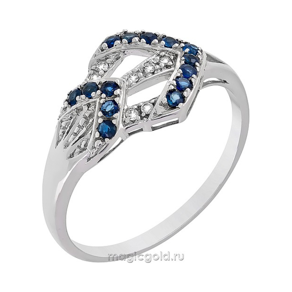 Золотое кольцо с бриллиантом и сапфиром № 83634