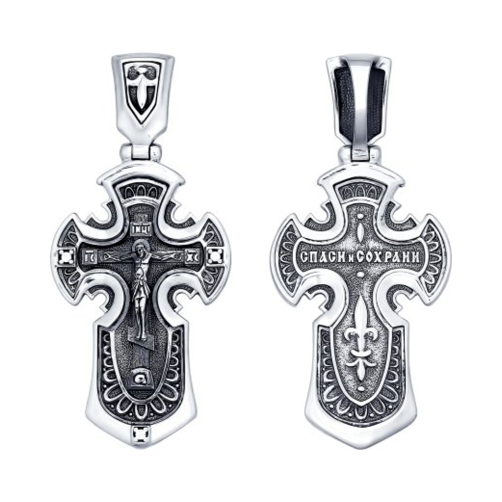 Серебряная подвеска с фианитом и черным покрытием № 159847