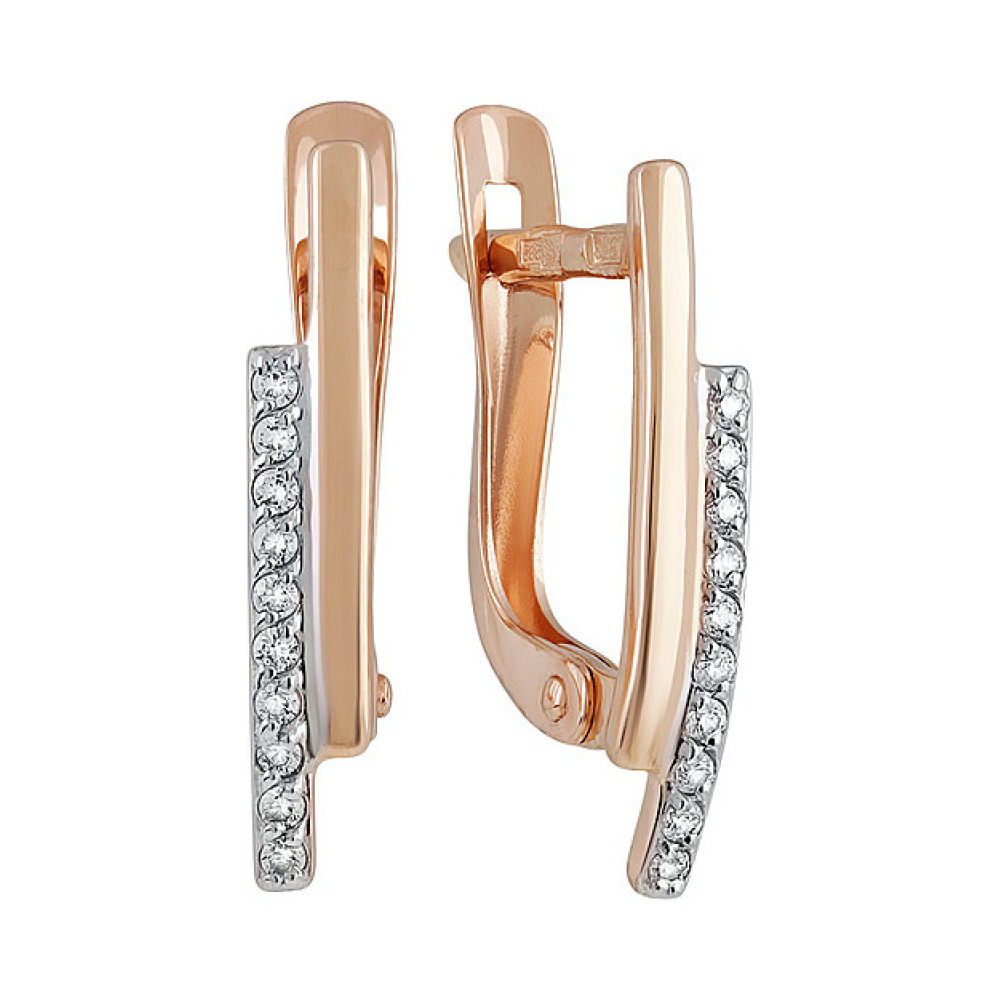 Золотые серьги с фианитом № 136930