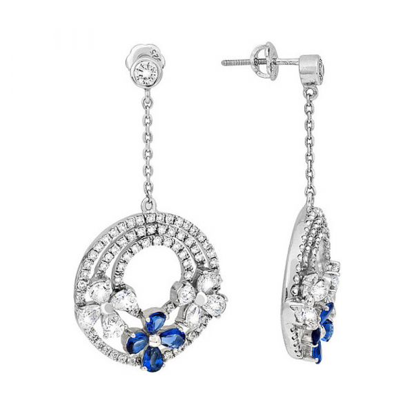 Серебряные серьги с фианитом № 117540