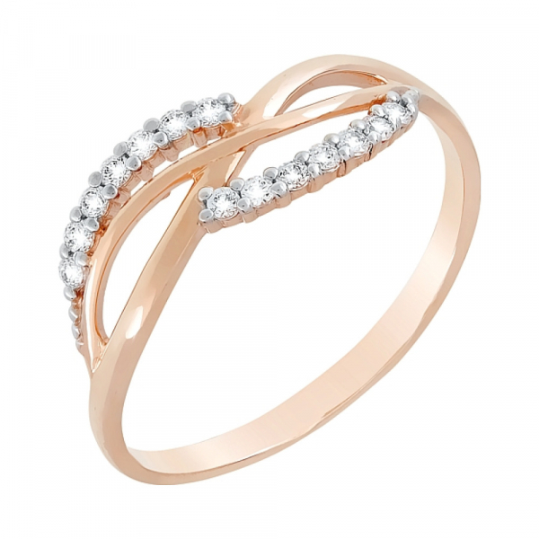 Золотое кольцо с фианитами № 100330