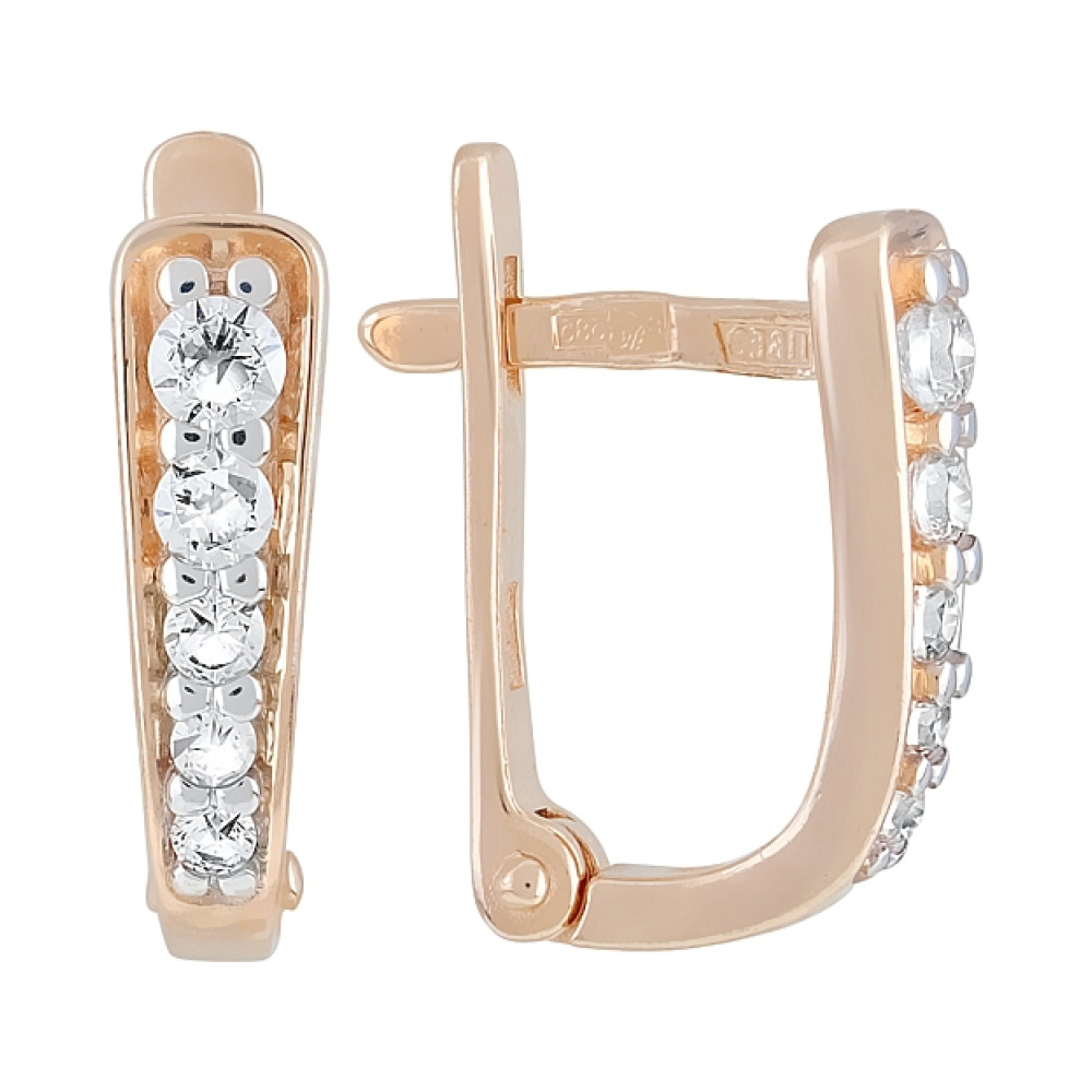 Золотые серьги с фианитами № 121966