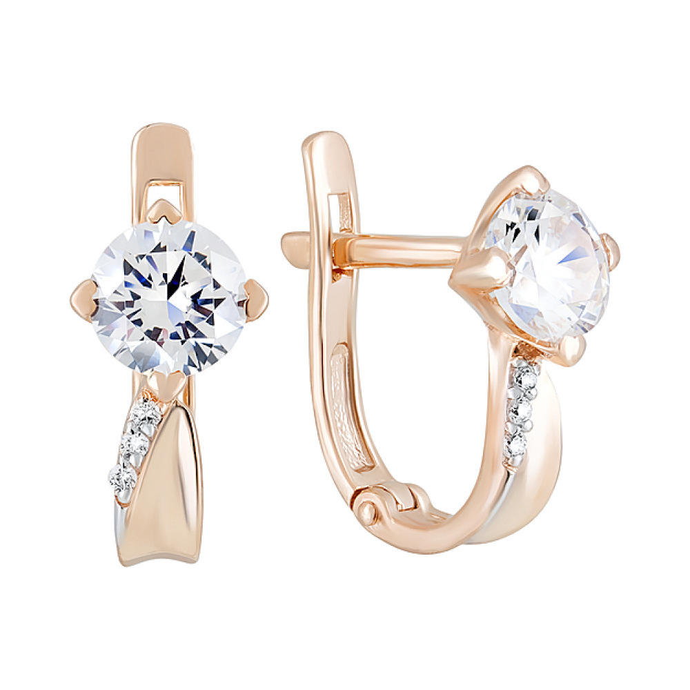 Золотые серьги с кристаллами swarovski № 124742