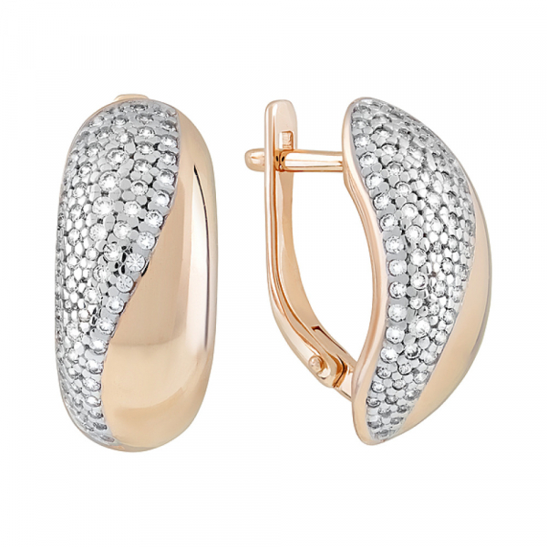 Золотые серьги с фианитами № 123731