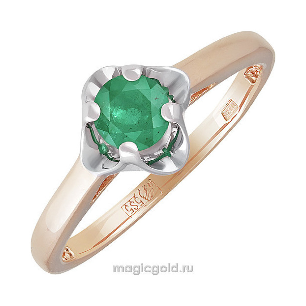Золотое кольцо с изумрудом № 140694