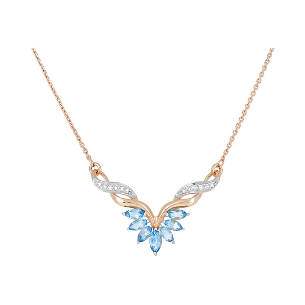 Золотое колье с топазом и фианитом № 120236