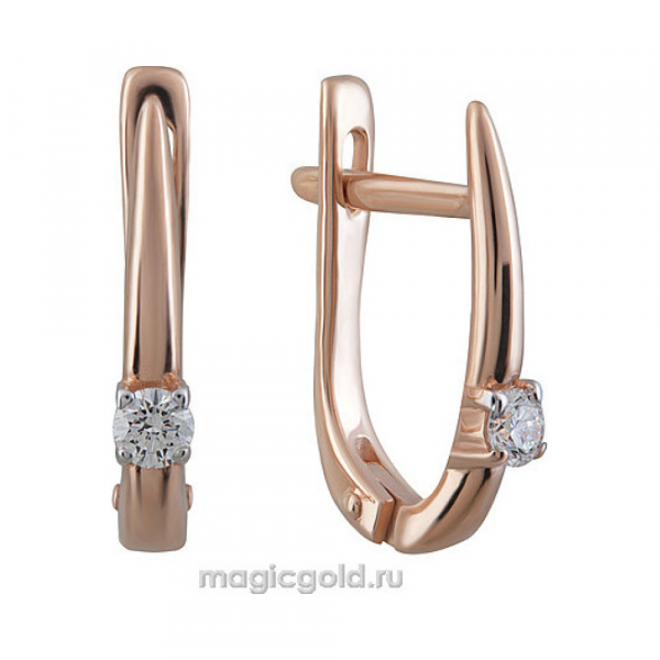 Золотые серьги с бриллиантом № 161992
