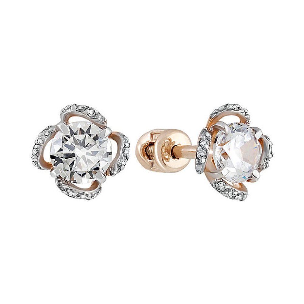 Золотые серьги с фианитом № 135210