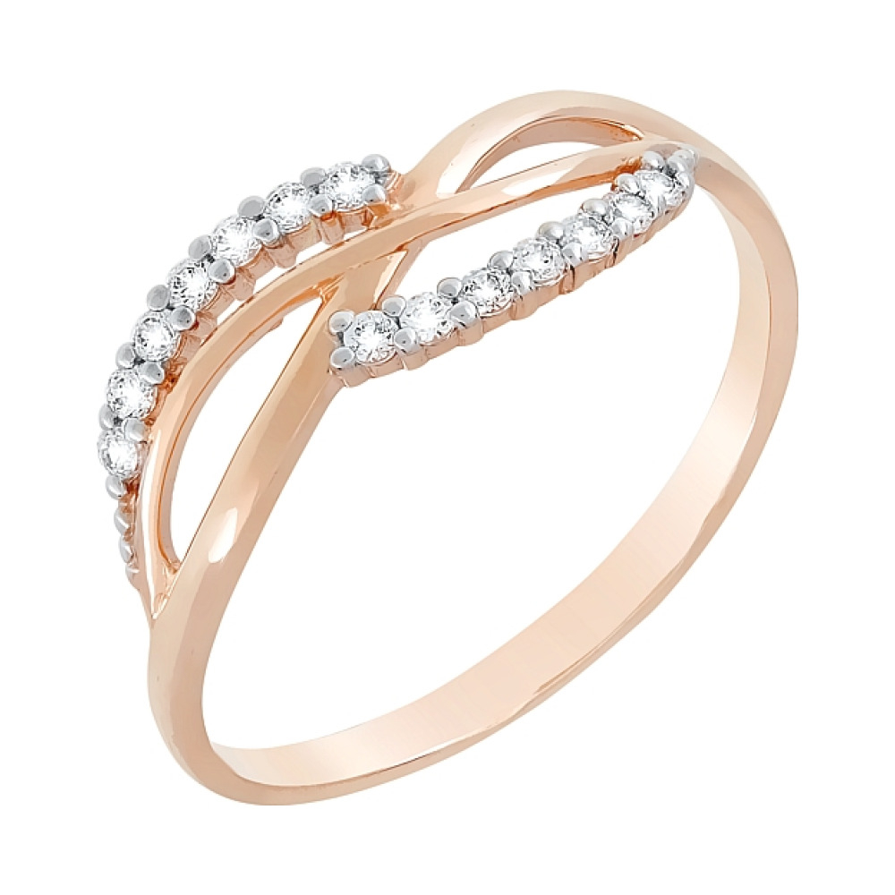 Золотое кольцо с фианитами № 100330