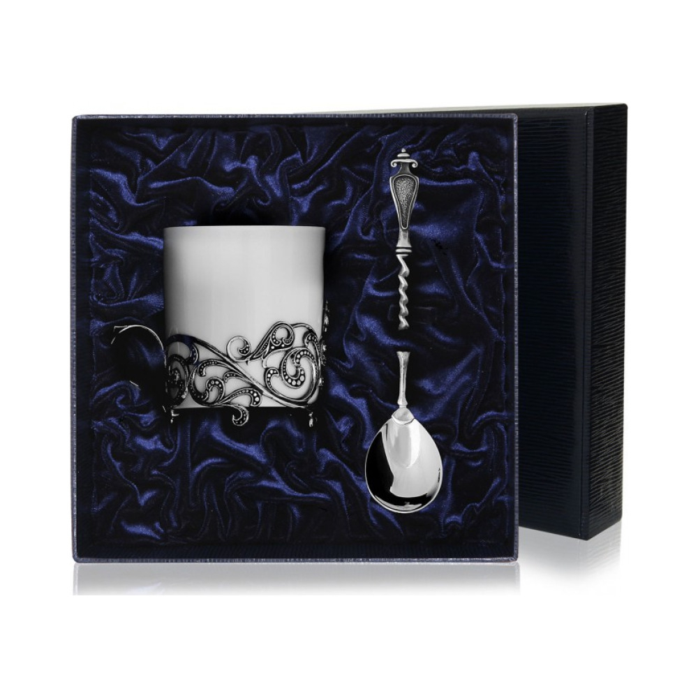 Набор серебряная чайная чашка «Витая»