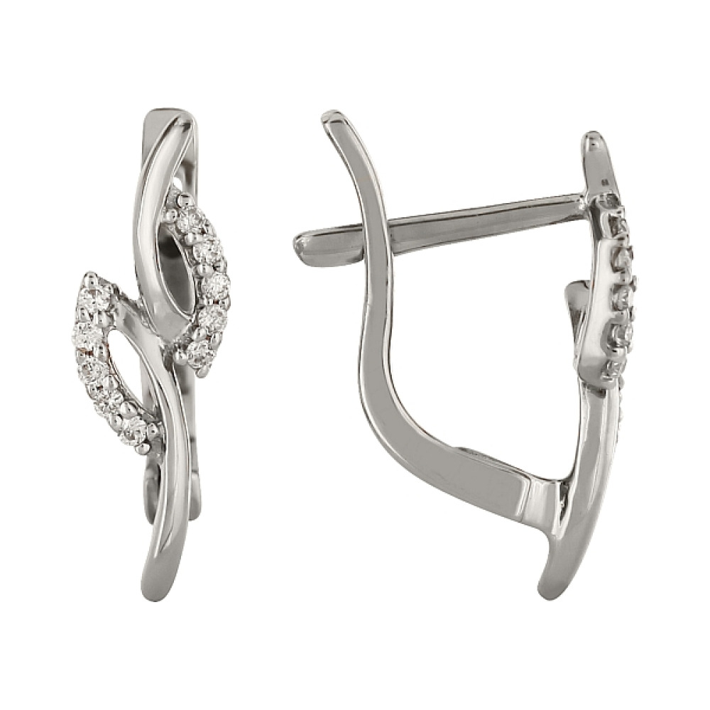 Золотые серьги с бриллиантом № 98078