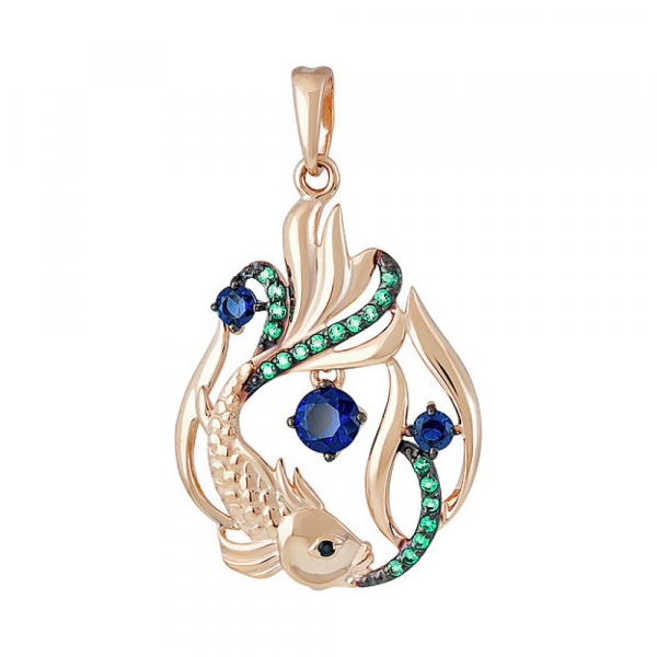 Золотая подвеска с фианитом № 136966