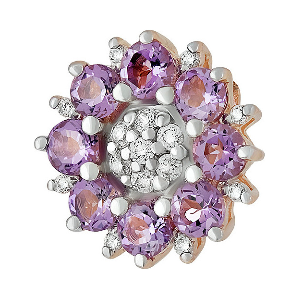 Золотая подвеска с аметистом и фианитом № 135109