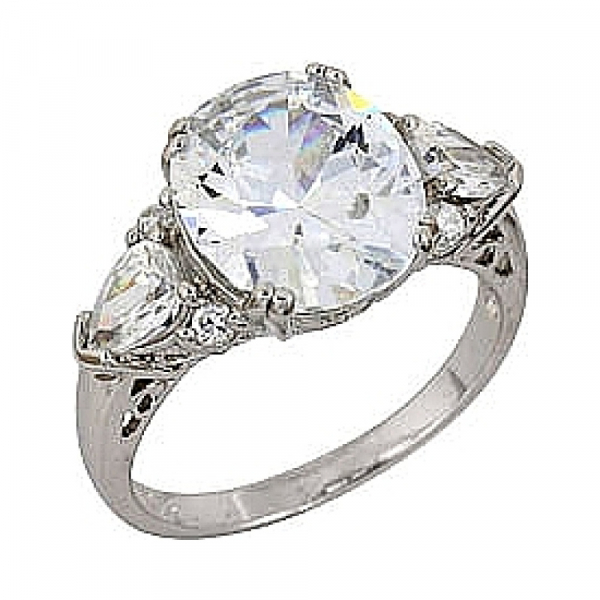 Серебряное кольцо с фианитом № 68592