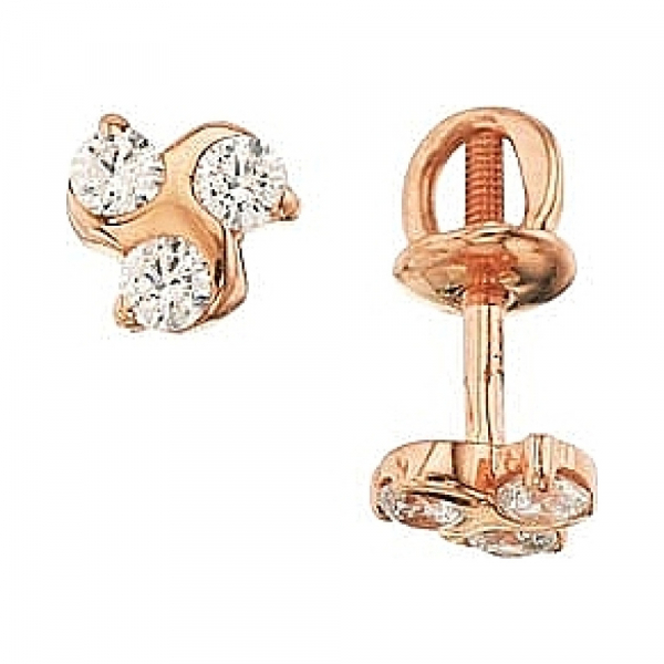 Золотые серьги с фианитом № 27078