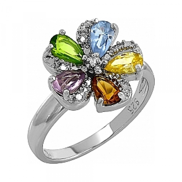 Серебряное кольцо с фианитом № 107315