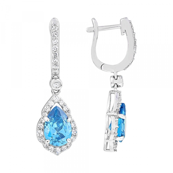 Серебряные серьги с фианитами № 112749