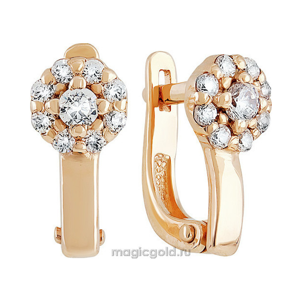 Золотые серьги с фианитом № 155419