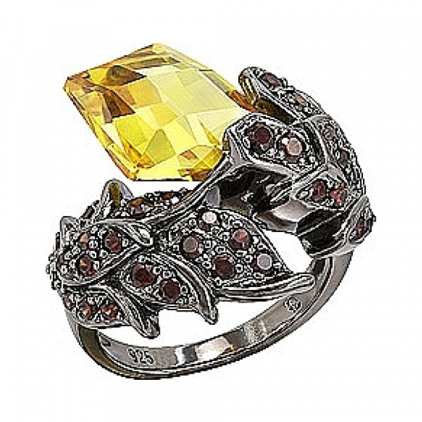 Серебряное кольцо с фианитом № 76744