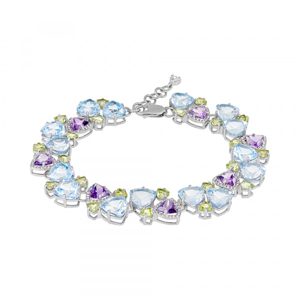 Серебряный браслет с полудраг. вставками № 124044