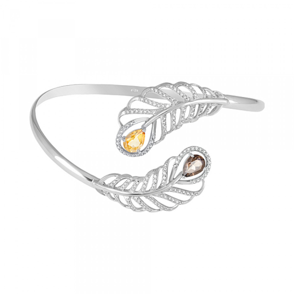 Серебряный браслет с полудраг. вставками и фианитом № 127634