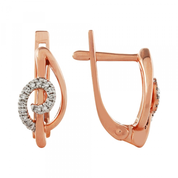 Золотые серьги с бриллиантом № 99024