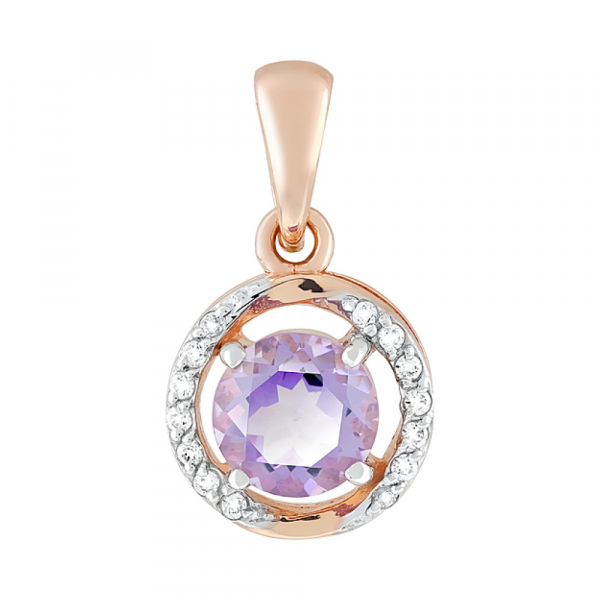 Золотая подвеска с аметистом и фианитом № 117929