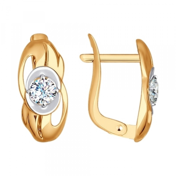 Золотые серьги с фианитом № 138560
