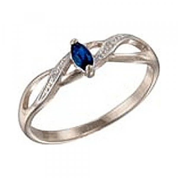 Золотое кольцо с бриллиантом и сапфиром № 25421